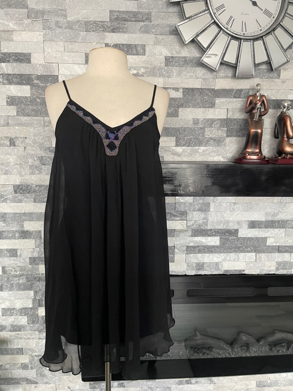 Express  Strappy Sleeves Black Flare Dress Women’s Size S / P